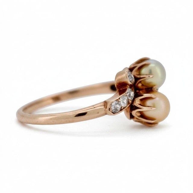 Belle Époque Toi Et Moi Pearl Ring - Antique 1900s, Size 7 For Sale - Image 4 of 5