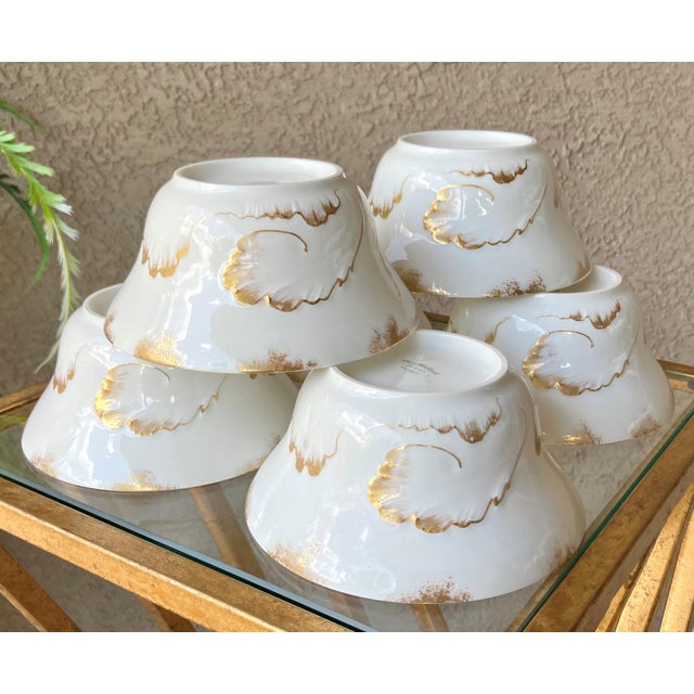 Circa 1900/1903 Theo Haviland Art Nouveau-Style Limoges Gold Gilt on Fine Porcelain China Berry Bowls - Set of 6 For Sale In Austin - Image 6 of 18