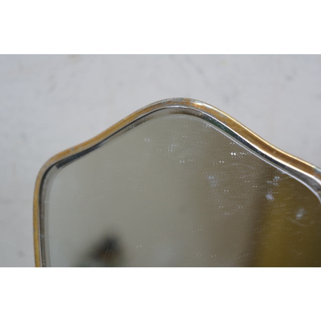 Metal Antique Art Deco Etched Silverplate Floral Heart Hand Vanity Mirror 14" For Sale - Image 7 of 14