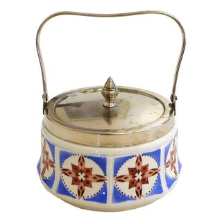 Art Deco Candy / Sugar Bowl in Earthenware and Metal from Gebrüder Mehner, Former Czechoslovakia, 1920s For Sale