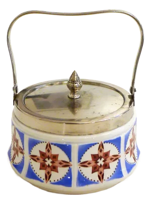 Art Deco Candy / Sugar Bowl in Earthenware and Metal from Gebrüder Mehner, Former Czechoslovakia, 1920s