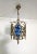 Vintage French Brass Stained Glass Style Blue Colored Chandelier Basket Ceiling Fixture For Sale - Image 10 of 11