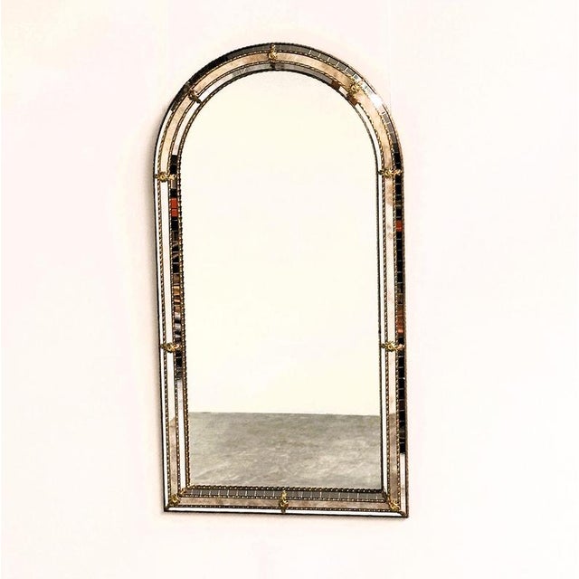 Vintage Spanish Gilt Mosaic Mirror with Arched Top, 1970s For Sale - Image 9 of 9