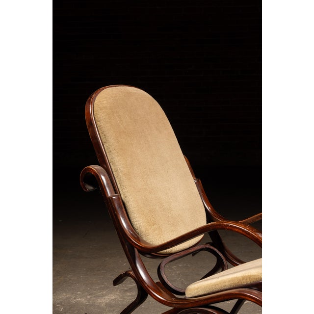 Antique Thonet-Style Bentwood Rocking Chair With With Upholstered Seating For Sale In Chicago - Image 6 of 13