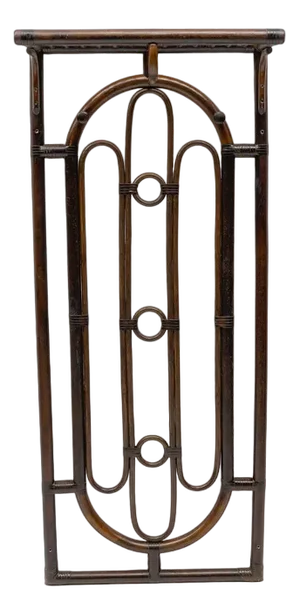 Rattan and Leather Wall Coat Rack, 1960s