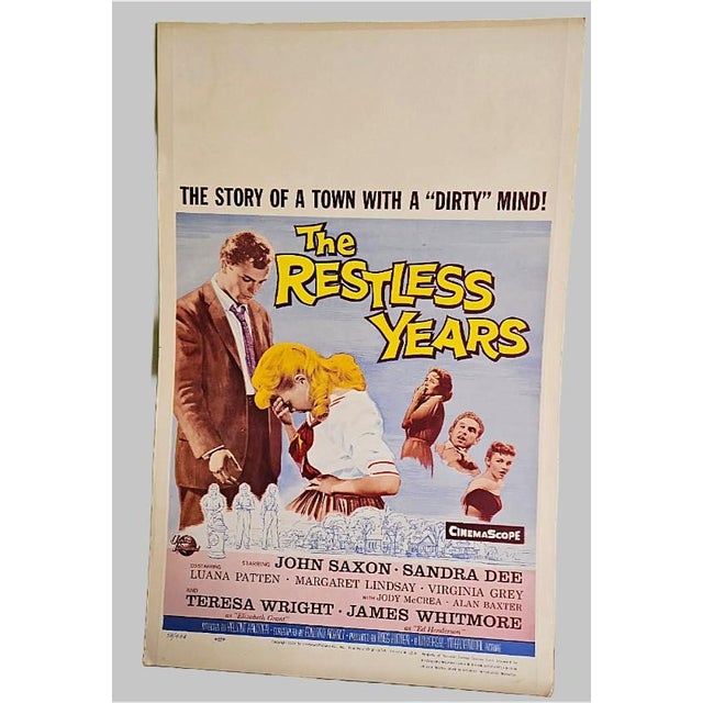 This marvelous vintage 1958 poster or lobby card on cardboard was created to advertise "The Restless Years" starring...