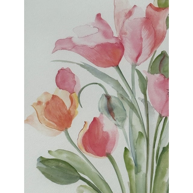 American Blooms - Large 1980s Era Original Watercolor on Paper With Fabulous Framing For Sale - Image 3 of 11
