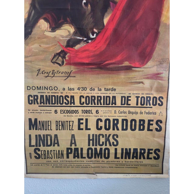 Mid-Century Spanish Realism Authentic Bullfighting Event Poster For Sale - Image 9 of 14
