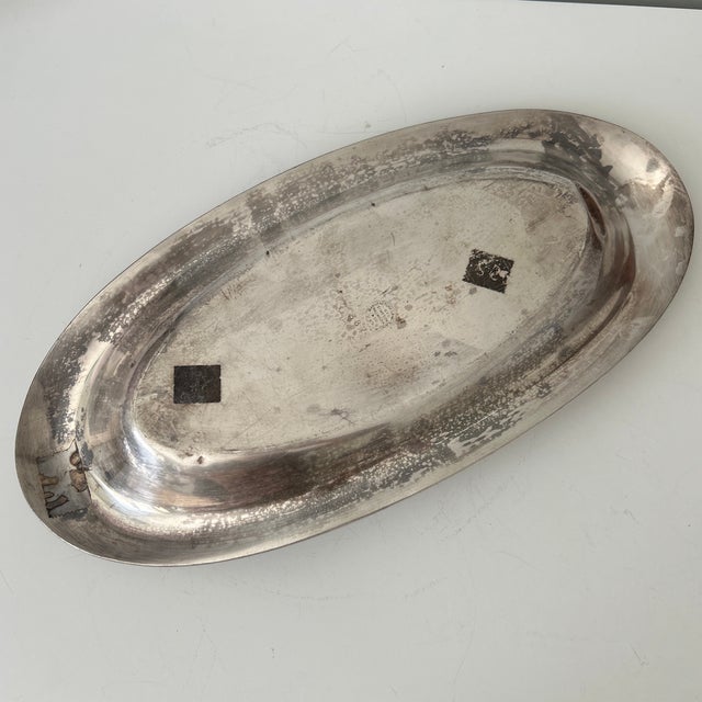 Metal Antique Simpson, Hall, Miller & Co. Silver-Plated Oval Serving Platter For Sale - Image 7 of 7