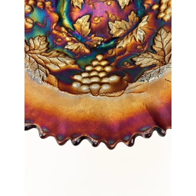 Early 20th Century Northwood Grape and Cable Amethyst Crimped Sawtooth Bowl For Sale - Image 4 of 6