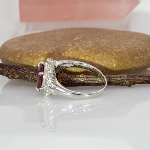 1.5ct Rubellite Garnet Ring With Natural Diamond Accent: Solid 14k Gold, , Size 6.75 For Sale - Image 9 of 10
