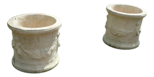 Round Garden Planters with Winged Cherubs, 1970, Set of 2