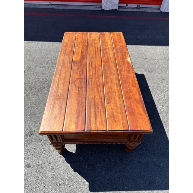 Thomasville Late 20th Century Thomasville Ernest Hemingway Collection Rustic European Carved Maple Coffee Table For Sale - Image 4 of 6
