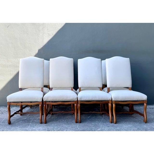 Mid-Century Modern Vintage Ralph Lauren Nailhead Os De Mouton Dining Chairs - Set of 8 For Sale - Image 3 of 12