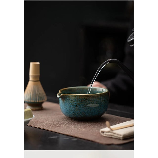 Japanese Contemporary Colorful Ceramic Matcha Set - Blue For Sale - Image 3 of 7