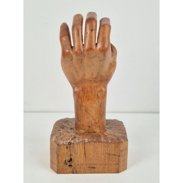Brutalist Arts and Crafts Sculpture Wooden Hand, 1950s For Sale - Image 4 of 11