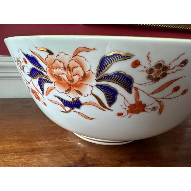 Blue Large Scale Vintage Hand Painted Imari Bowl For Sale - Image 8 of 12