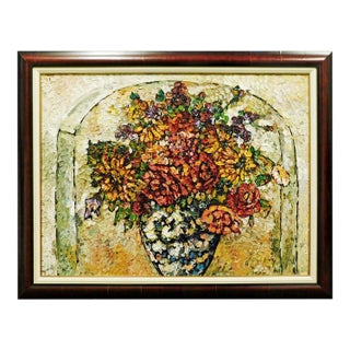 Maya Eventov "Untitled" Original Acrylic on Canvas Flowers H.Signed Me040908-12 For Sale