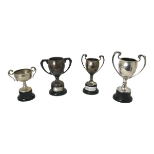 Nice Collection of 4 Small Size Vintage Mid Century English Silverplate Trophy Cups