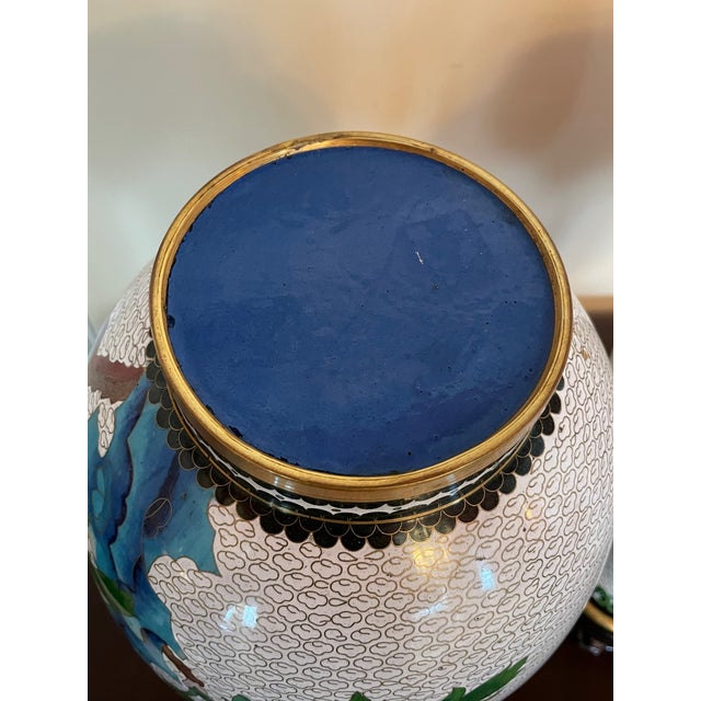 Mid Century Chinese Zi Jin Cheng Cloisonne Vases on Stands- 4 Pieces For Sale - Image 10 of 12