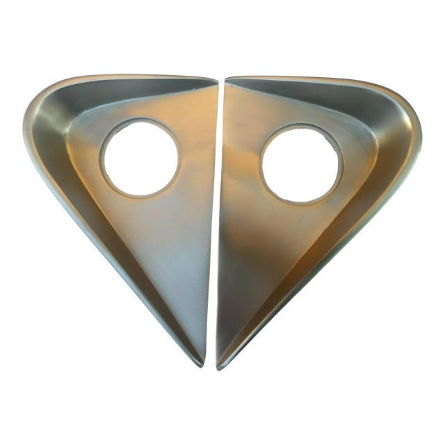 Retro Mid-Century Satin Chrome Door Plates - a Pair For Sale