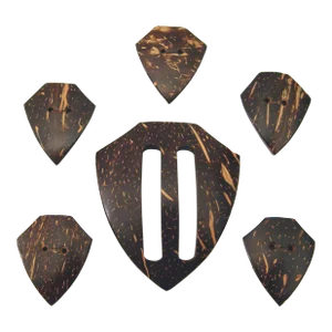 Vintage Coconut Belt Buckle and Button - Set of 6