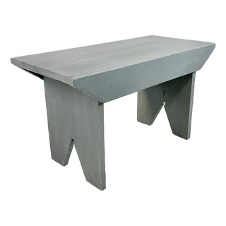 1950s Vintage Folk Art Americana Arts & Crafts Painted Pine Bench For Sale