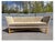Beige Designer Sofa With X-Base Stretcher For Sale - Image 8 of 16