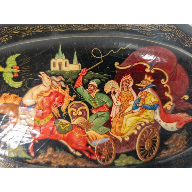 Late 20th Century 20th Century Russian Palekh School Lacquer Painted Box For Sale - Image 5 of 12