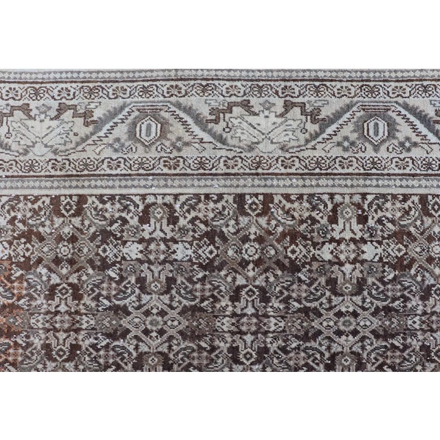 Antique Mahal Persian Carpet With All-Over Herati Design in Ivory, Gray & Brown 10'4 X 17'3 For Sale - Image 14 of 16