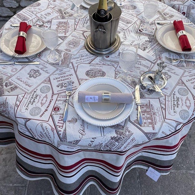 Bring the timeless charm of the French countryside to your dining space with this pristine, brand-new French Jacquard...