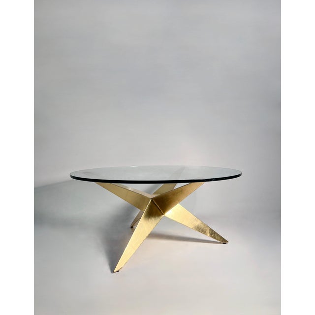 Welded Steel Form. Gold Paint Finish. Sold without Glass. Photographed using a 39 7/8" Diameter Glass. One available in a...