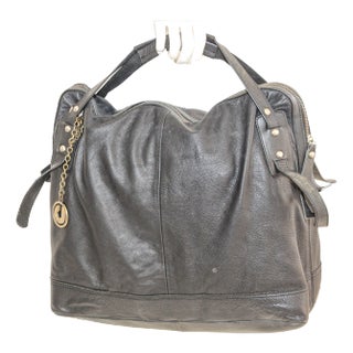 Charles Jourdan Black Leather Satchel Handle Computer Bag For Sale