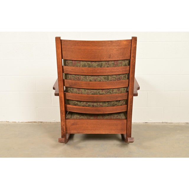 L. & J. G. Stickley Mission Oak Arts & Crafts Rocking Chair For Sale - Image 12 of 14