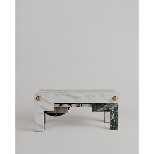Architectural Layered Marble Stone Strata Bench by Esther Knopfler For Sale - Image 10 of 12