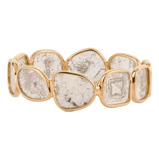 Handmade 1.1ct Uncut Diamond Bezel-Set Band Ring in 18k Yellow Gold Size 5.5 For Sale
