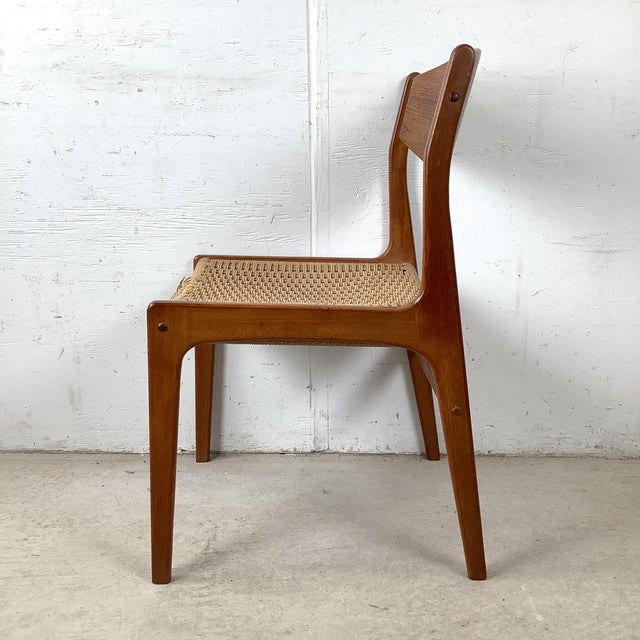 Mid-Century Modern Vintage Danish Modern Teak Chair — Paper Cord Seat, Møller Style, Sculpted Back Splat, 1960s For Sale - Image 3 of 12