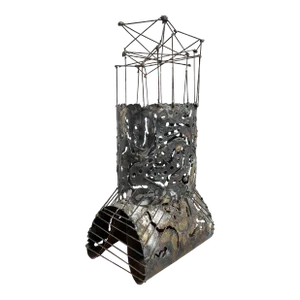 Vintage Brutalist Abstract Welded Architectural Metal Tower Sculpture