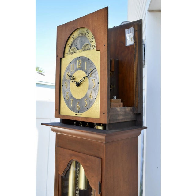Traditional Vintage Colonial of Zeeland Traditional Style Mahogany Grandfathers Clock For Sale - Image 3 of 12