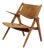 CH28 Lounge Chair in Oak and Cognac Leather by Hans J. Wegner, Denmark, 1950s For Sale