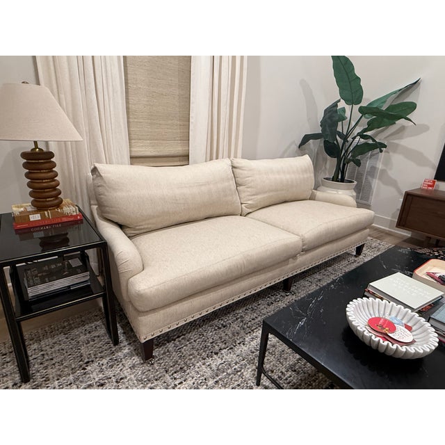 Lee Industries Ivory Herringbone Sofas With Down-Filled Cushions — Pair For Sale - Image 18 of 18