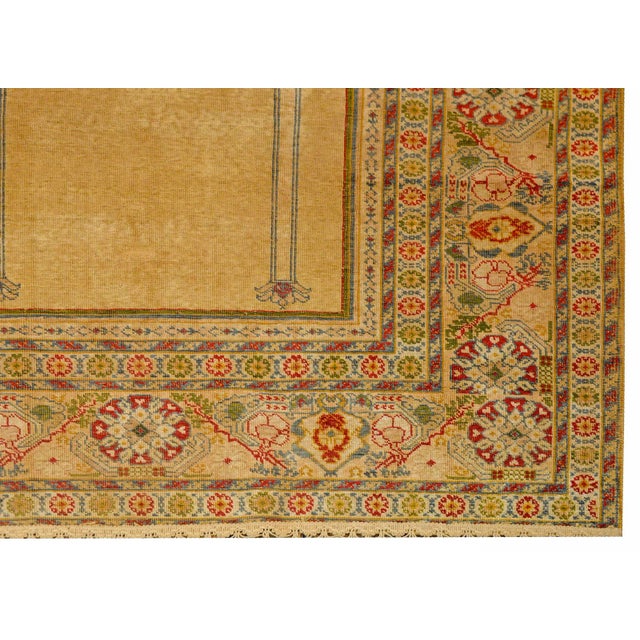 Champagne Early 20th Century Turkish Silk Prayer Rug For Sale - Image 8 of 10