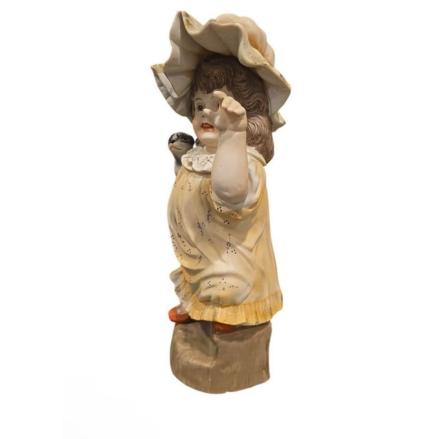 Antique German Gebruder Heubach Bisque Piano Girl Dog Statue 1880 18" For Sale - Image 4 of 11