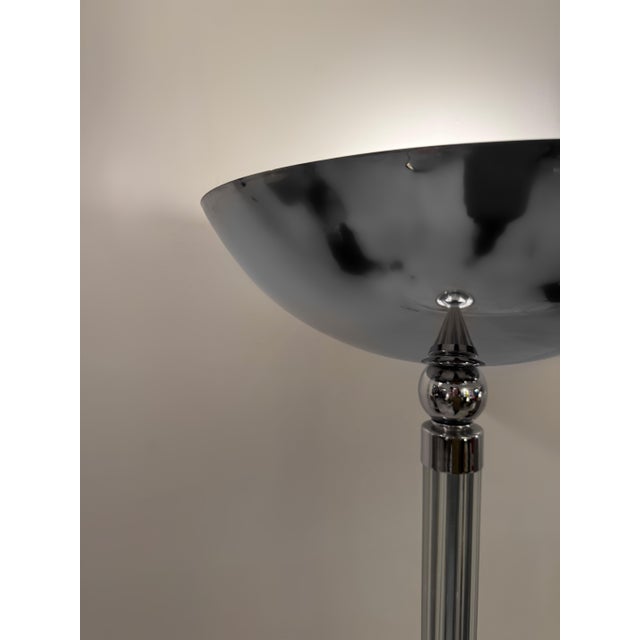 Glass Art Deco Style Floor Lamp in Glass and Chrome by Karl Springer, 1978 For Sale - Image 7 of 9