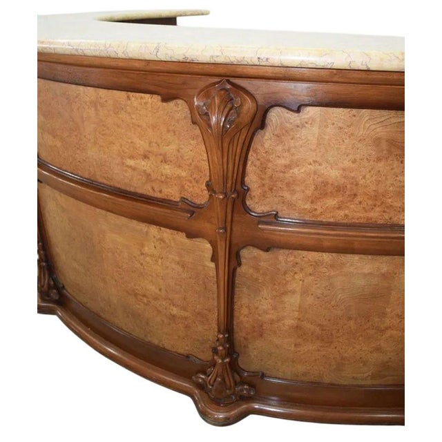 Art Nouveau Art Nouveau Walnut & Burl Reception Desk With Stone Top, u.s.a. 1920's. For Sale - Image 3 of 5