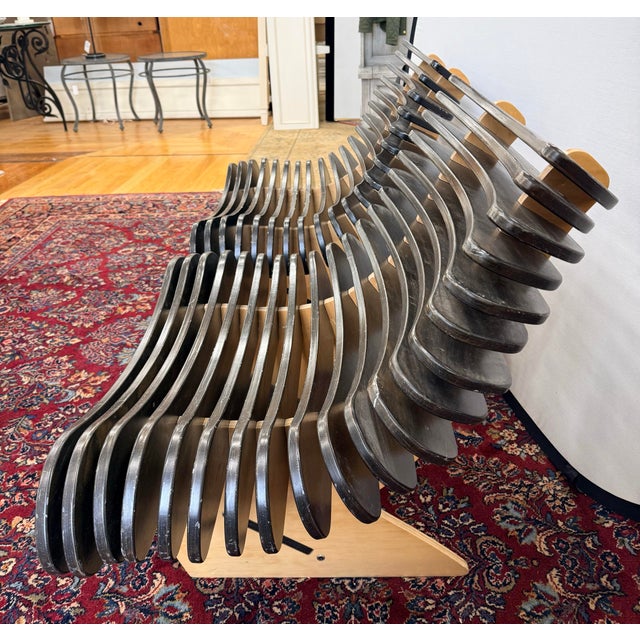 Mid-Century Modern Pair of Vintage Sculptural Ebonized Skeleton Rib Lounge Chairs For Sale - Image 3 of 12
