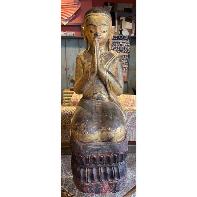 Wood Pair of Burmese Disciples Circa 19th C. For Sale - Image 7 of 10