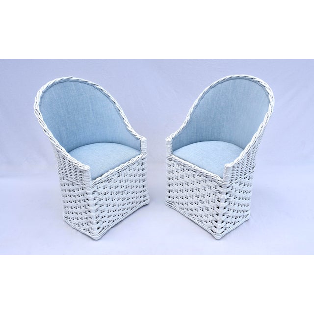 1980s Vintage Wicker Patio Chairs, White Lacquered Rattan, Italy For Sale - Image 11 of 11