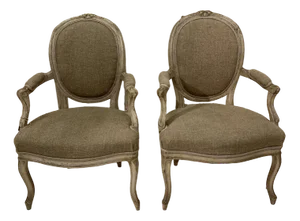 Set of 19th Century Louis XVI French Upholstered Armchairs