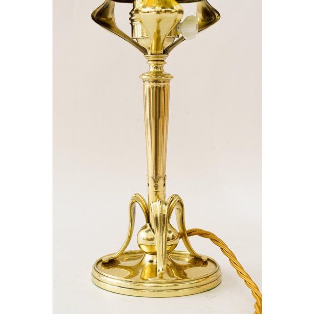 Antique Table Lamp with Loetz Glass Shade, 1908 For Sale - Image 10 of 17